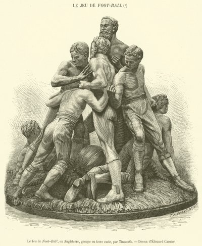 The Game of Foot-Ball, England, terrakottagrupp (gravyr) av French School