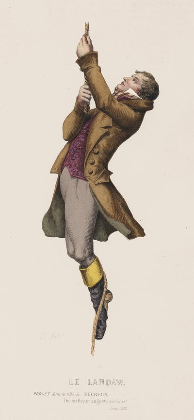 Le Landaw, Scen XVIII (färgad gravyr) av French School