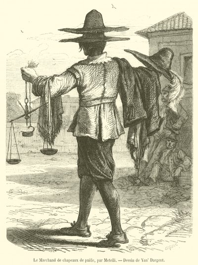 The Straw Hat Merchant (gravyr) av French School