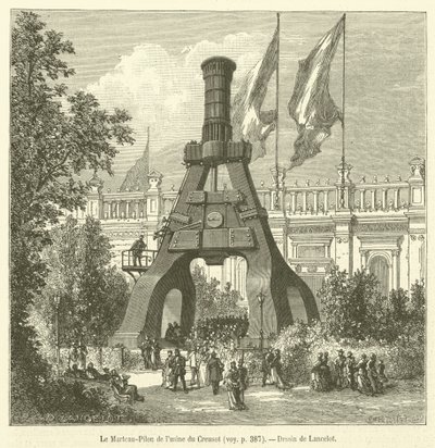Stöthammaren från Creusot-fabriken (gravyr) av French School