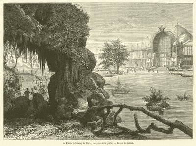 Palais du Champ de Mars, utsikt tagen från grottan (gravyr) av French School