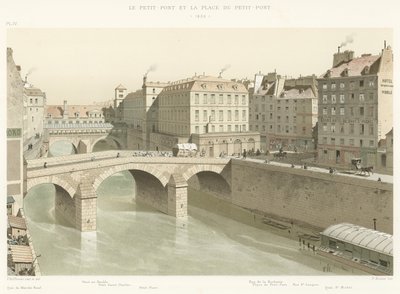 Petit-Pont och Place du Petit-Pont, 1830 av French School