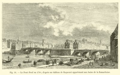 Pont-Neuf 1760, efter en målning av Raguenet som tillhör Samaritaine-baden av French School