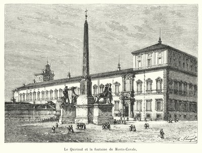 Quirinalen och fontänen Monte-Cavale (gravyr) av French School
