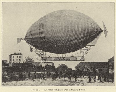 The Pax dirigible balloon av Augusto Severo (gravyr) av French School