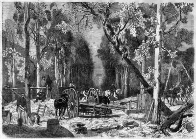 Vedhuggaren i Luxemburgs trädgård i Paris 1870 - Gravyr från 1870 av French School