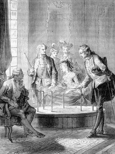 Le bucket de Mesmer (Frederic Antoine Mesmer - Franz Anton Mesmer) - i "" vetenskapens underverk"" av Figuier av French School