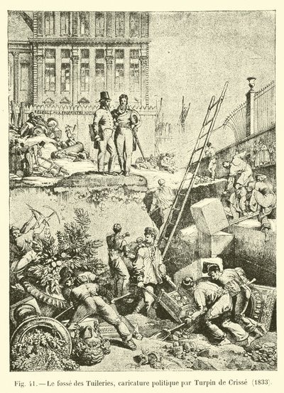 Tuileriernas grop, politisk karikatyr av Turpin de Crisse, 1833 av French School