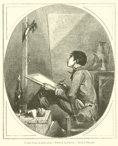 Den framtida stillebenmålaren (gravyr) av French School
