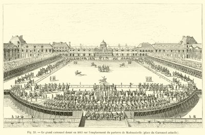 År 1662 har den stora karusellen utsikt över platsen för Mademoiselles parterre, nuvarande Place du Carrousel av French School