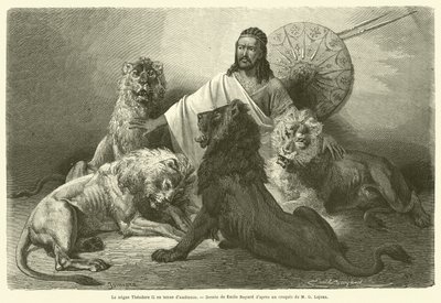 Negus Theodore II i domstolsdräkt (gravyr) av French School