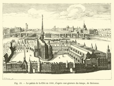 Stadens palats 1660, från en gravyr från tiden, av Boisseau av French School