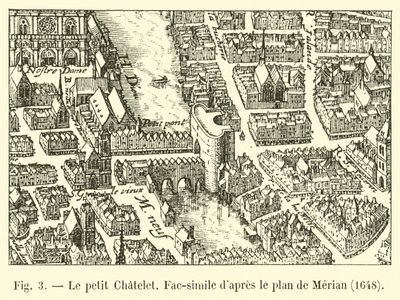 Le petit Chatelet, faksimil från Merians plan, 1648 av French School