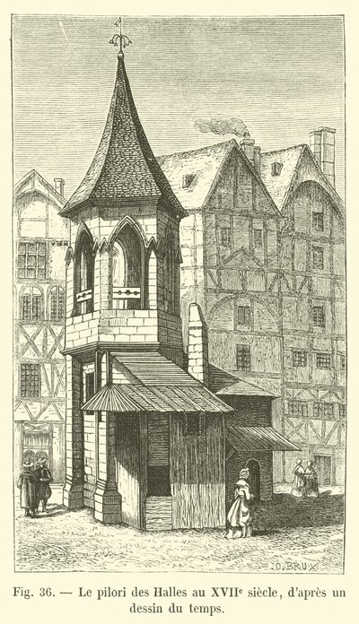 Les Halles pelare på 1600-talet, från en teckning från tiden av French School