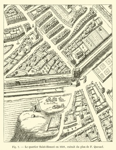 Saint-Honore-distriktet 1608, utdrag ur planen för F Quesnel av French School