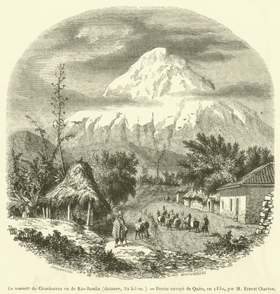Toppen av Chimborazo sett från Rio-Bamba, avstånd, 32 kilometer (gravyr) av French School