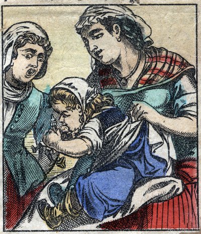 Lemuel Gulliver på Payx des Gants de Brobdingnag. Illustration för "" Gulliver