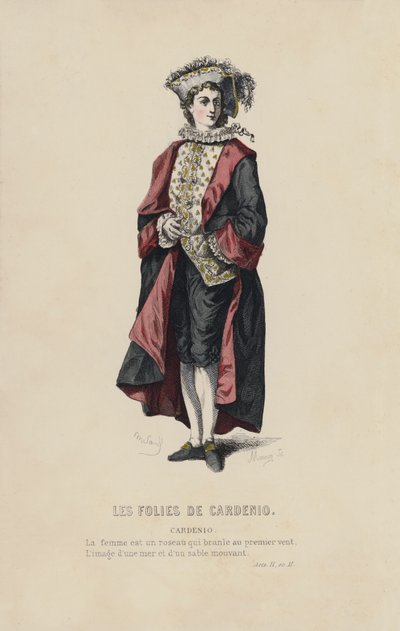 Les Folies De Cardenio, Cardenio (färgad gravyr) av French School