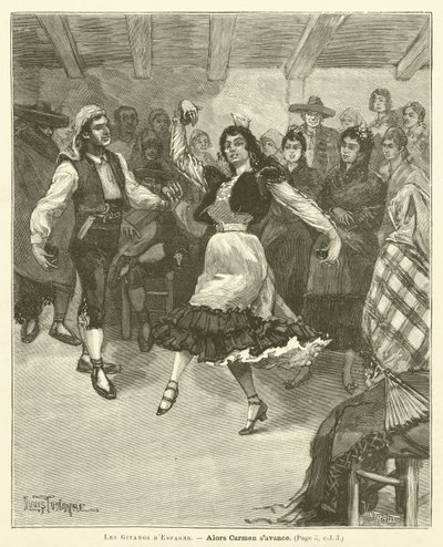 Gitanos i Spanien (gravyr) av French School