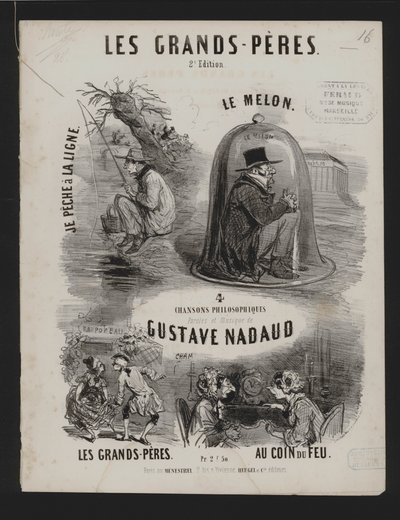 The Grand Fathers, fyra filosofiska sånger av Gustave Nadaud (litho) av French School
