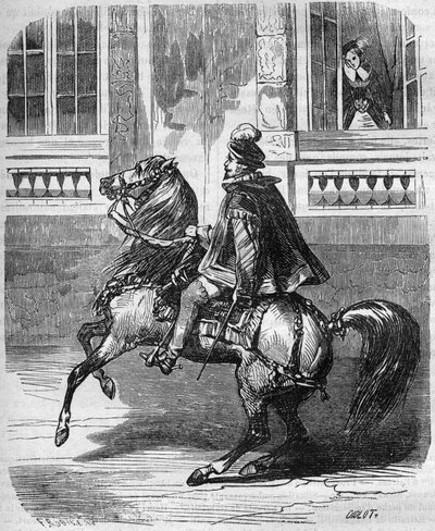 Kung Henrik II:s (1519-1559) och Diane de Poitiers (1499-1566) kärlekar. gravyr i "Historia om prostitution och utsvävningar i alla jordens folk från antiken till våra dagar" av Dr Th. -F. Debray av French School