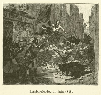 Barrikaderna i juni 1848 (gravyr) av French School