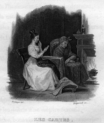 Chanson de Beranger-korten i "" Oeuvres completes"" (1834) av Pierre Jean de Beranger (1780-1857), fransk poet och låtskrivare. av French School