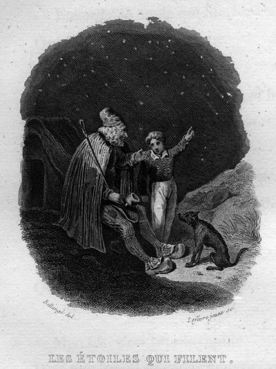 Stjärnorna som snurrar Chanson de Beranger i "" Oeuvres completes"" (1834) av Pierre Jean de Beranger (1780-1857), fransk poet och låtskrivare. av French School