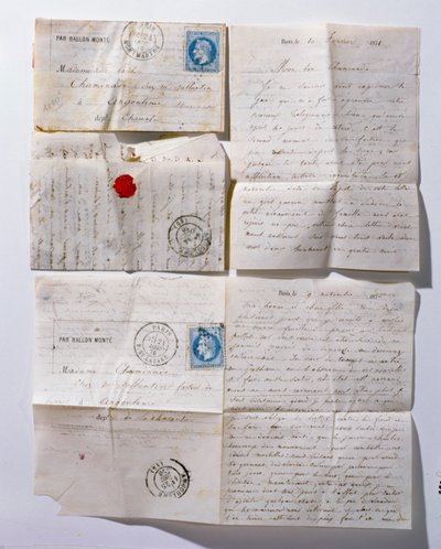 Brev skickade till Paris med ballong under belägringen 1871 av French School