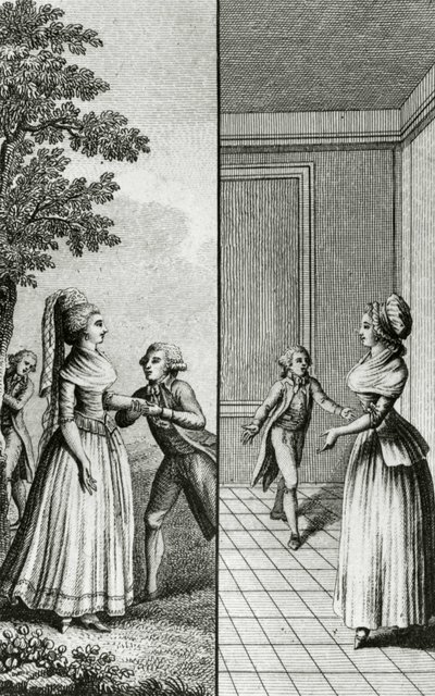 Libertinage - i "Historia dag för dag av en kvinna från den franska republiken", Restif de La Bretonne (1734-1806), Genève 1791-1794. av French School