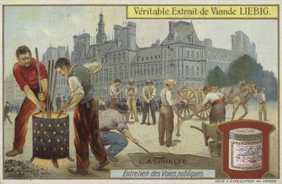 Liebig-kort med vägunderhåll av French School