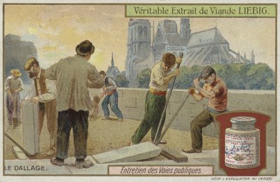 Liebig-kort med vägunderhåll av French School