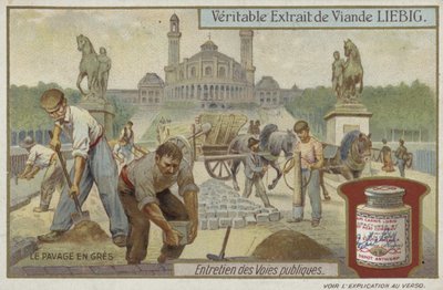 Liebig-kort med vägunderhåll av French School