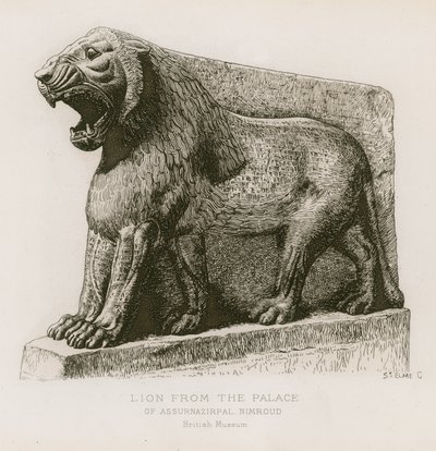 Lejon från palatset i Ashurnasirpal, Nimrud, British Museum av French School
