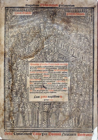 Rättslitteraturen i parlamentet i Toulouse i "De Tholosanorum Gestis", Nicolas Bertrand, Toulouse av French School