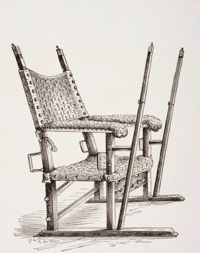 Ströstol använd av Carlos I av Spanien, från Les Arts au Moyen Age, publicerad 1873 av French School