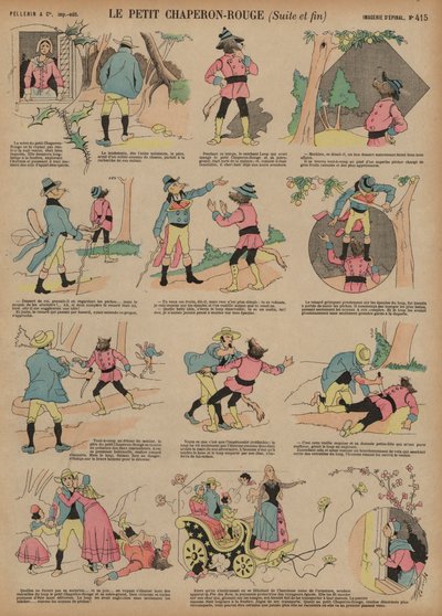 Rödluvan (färgad gravyr) av French School