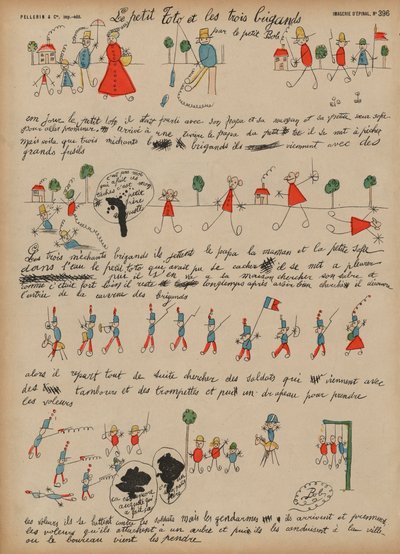 Little Toto and the three brigands (färgad gravyr) av French School