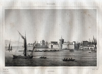 Livorno - Livorno - Toscana - Gravyr från "" Pittoreska Italien"" av M. de Norvins, Ch. Nodier 1834-1836. av French School