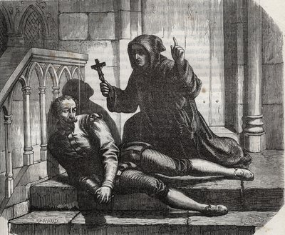 Inlåst i Towern i London kom han bara ut för att klättra på ställningen: förbundskansler Thomas More (1478-1535) i fängelse eftersom han vägrade att ge kungligt sigill till kung Henrik VIII (1491-1547) äktenskap med Anne de Boleyn (Anna eller Ann Bolin och av French School