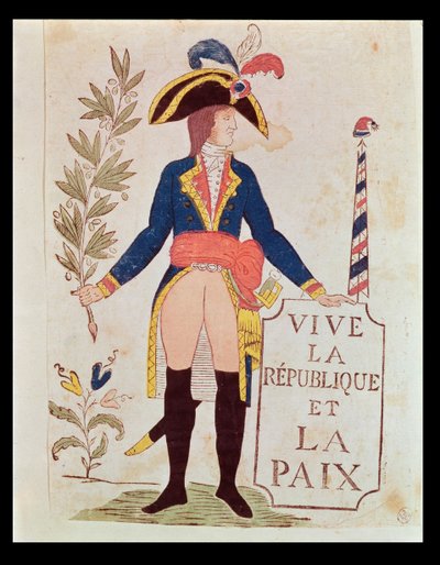 Länge leve republiken och freden, c.1795-99 (färgad trästicksgravyr) av French School