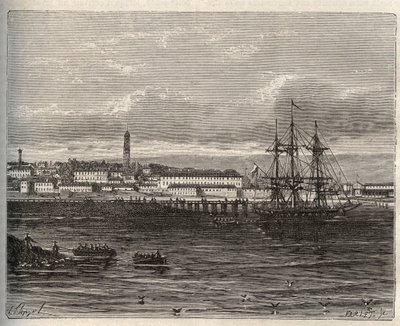 Lorient - Morbihan i regionen Bretagne - gravyr i "La France illustrée: geography, history, statistical administration" av V.A. Malt-Brown. 1884 av French School