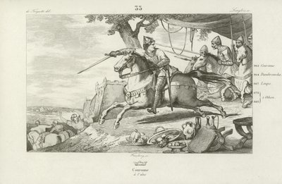 Lothair av Frankrike leder sin armé i en attack mot de heliga romerska kejsarnas palats i Aachen, 978 av French School