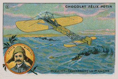 Louis Bleriot gjorde den första flygningen över Engelska kanalen i ett tyngre än flygplan, 1909 av French School