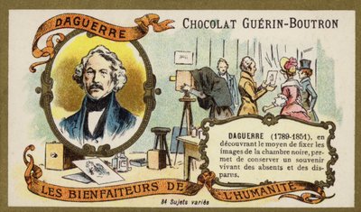 Louis Daguerre, fransk fotopionjär (chromolitho) av French School