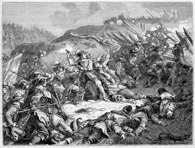 Ludvig II av Bourbon, prins av Conde (Bourbon-Conde) (Grand Conde) (1621-1686) vid slaget vid Fribourg (1644). av French School