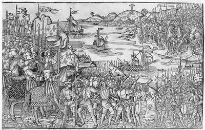 Ludvig IX af Frankrig går i land ved Damietta under det syvende korstog, fra 