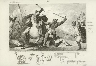 Ludvig VI av Frankrike kämpar mot engelsmännen i slaget vid Brenneville, 1119. av French School