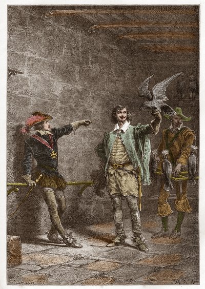 Ludvig XIII (1601-1643), kallad den rättvise, sexton år gammal, och hans favorit Charles d