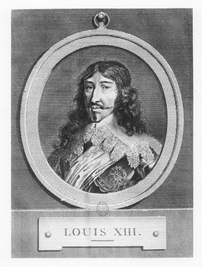Ludvig XIII, kung av Frankrike (gravyr) av French School